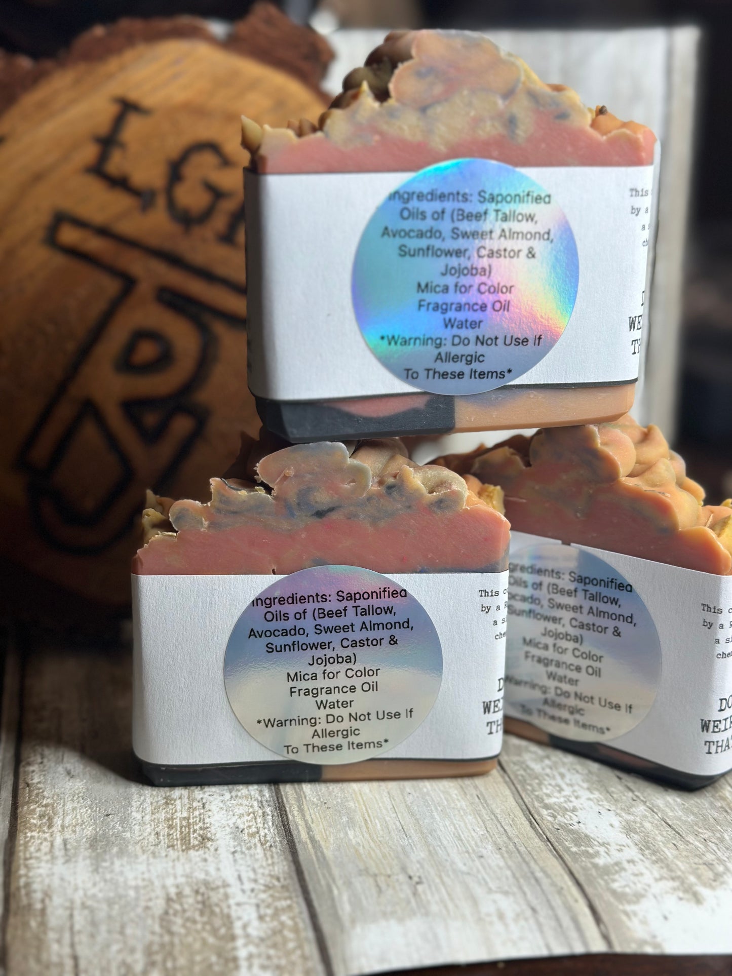 Heifer Skrub Sanch0 Mega Beef Tallow Soap Bar (Bourbon, Leather Sweet Tobacco, Campfire, Cedar, Amber)