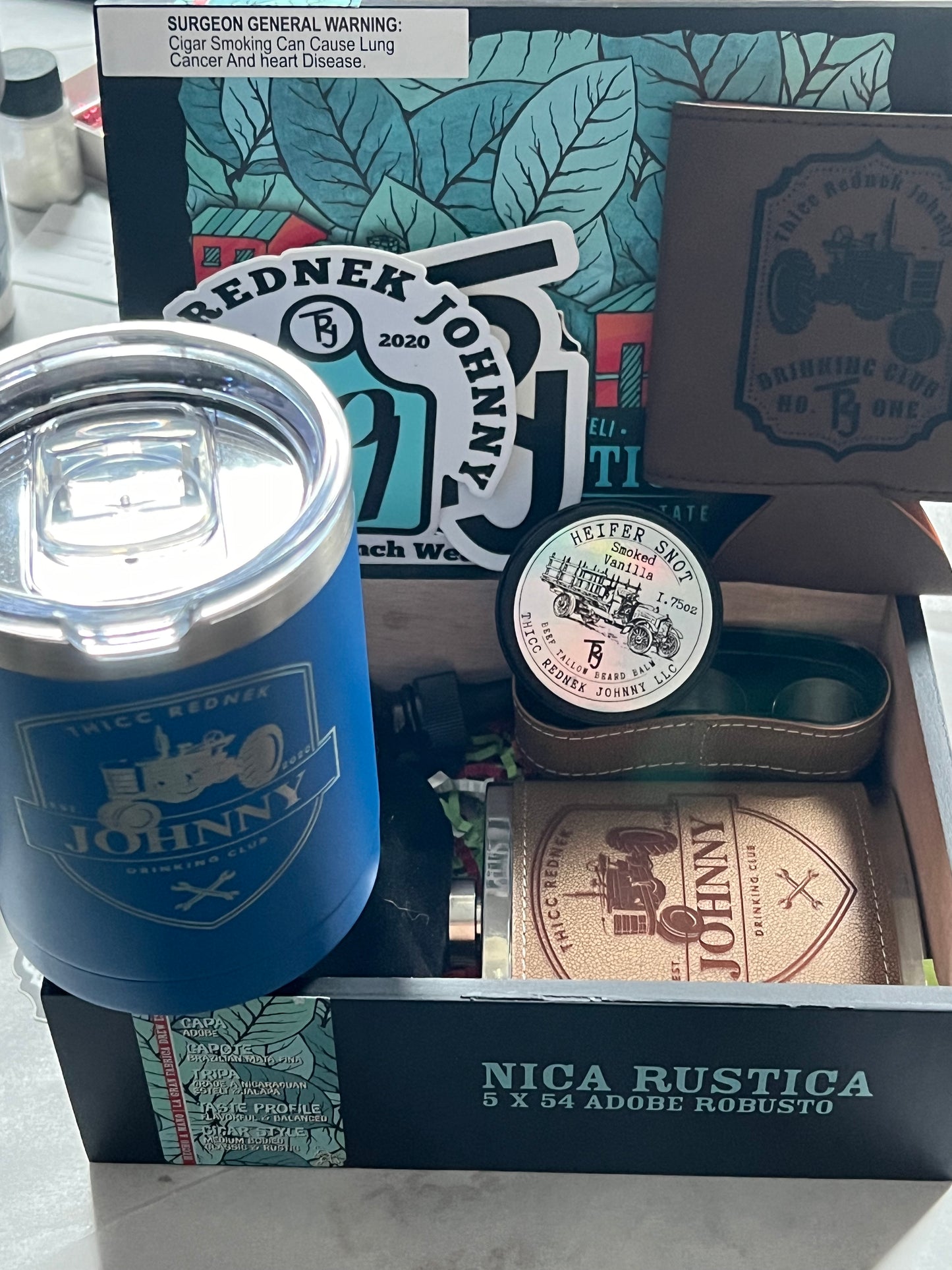 TRJ Premium Gentleman's Bundle Beard Oil Beef Tallow Beard Balm Flask Whiskey Stones