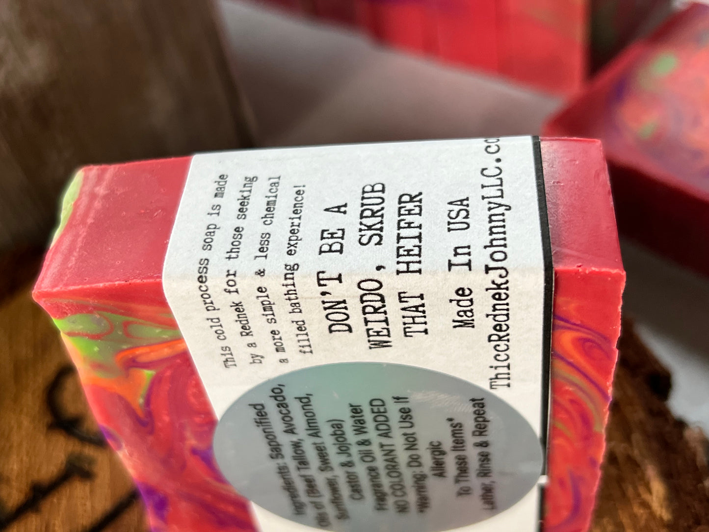 Heifer Skrub Trailer Park Ken (Mahogany Teakwood) Handmade Beef Tallow Soap