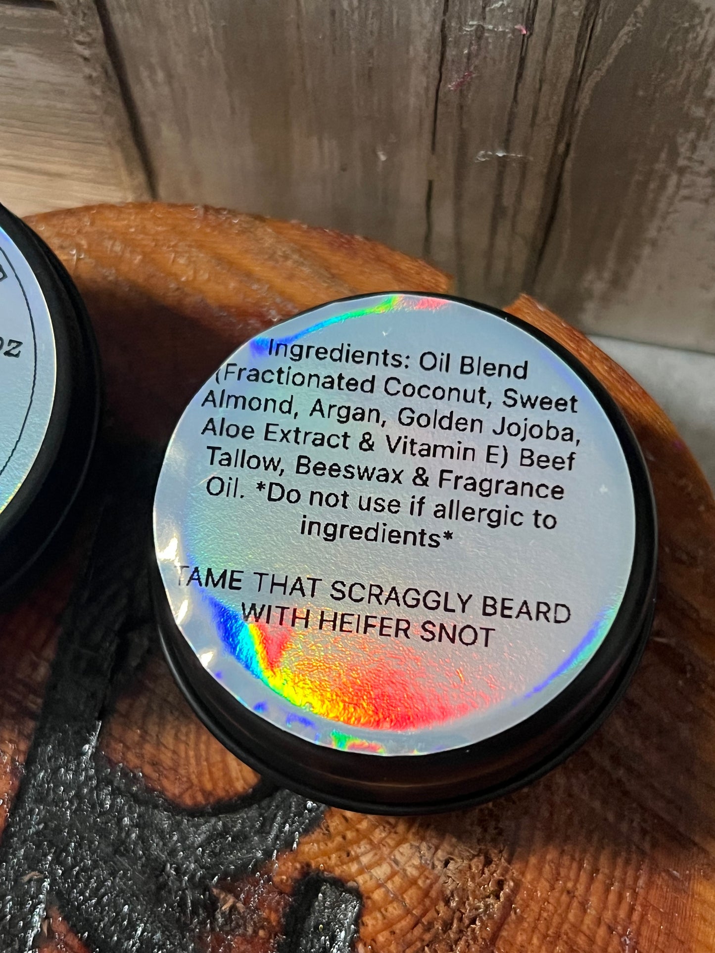 Heifer Snot Smoked Vanilla Premium Beef Tallow/Beeswax Beard Balm 1.75 Oz