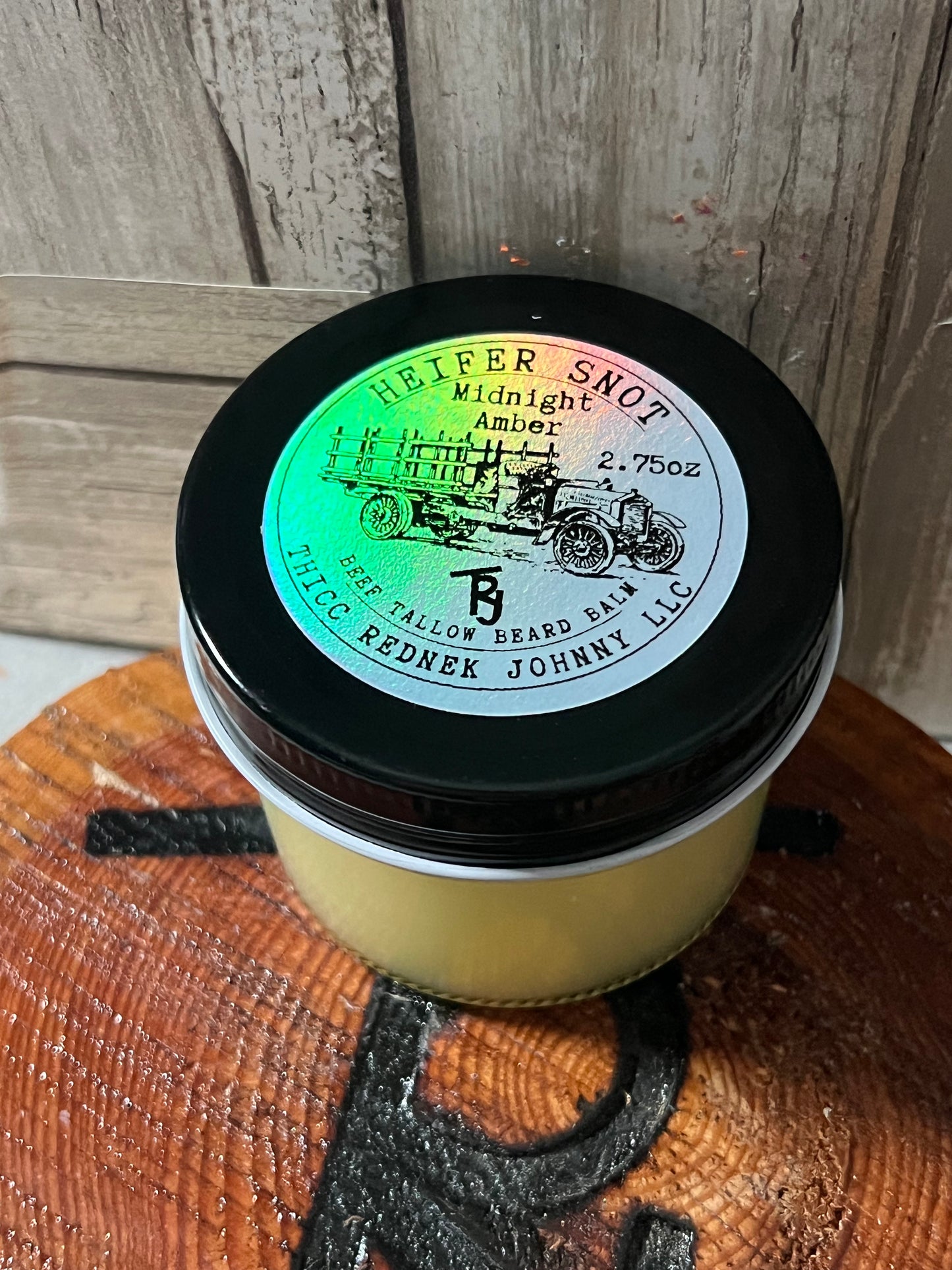 Heifer Snot Midnight Amber Premium Beef Tallow/Beeswax Beard Balm 2.75 Oz