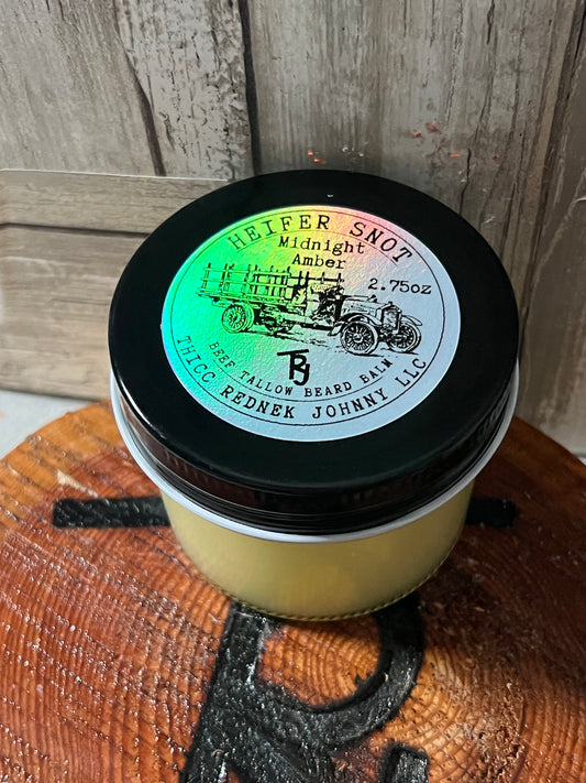 Heifer Snot Midnight Amber Premium Beef Tallow/Beeswax Beard Balm 2.75 Oz