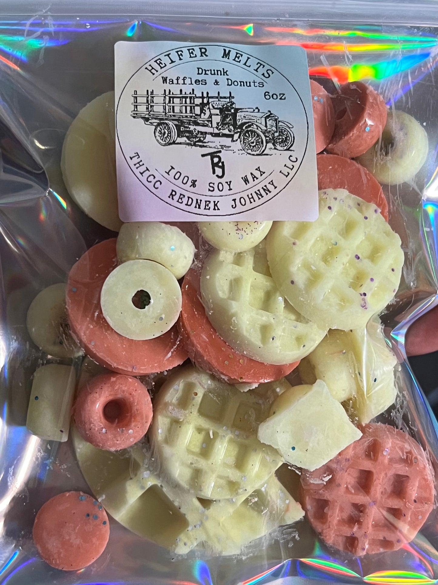 Heifer Melts Drunk Waffles & Donuts (Butterscotch Bourbon & Pumpkin Pecan Waffles) 6 Oz Bag 100% Soy Wax Melts