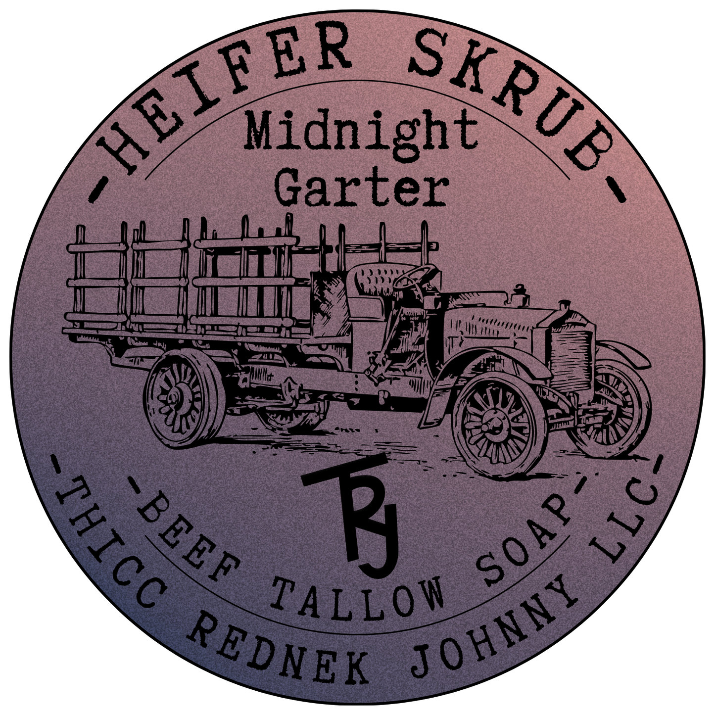 Heifer Skrub Midnight Garter (Bourbon, Leather, Sweet Tobacco, Black Raspberry Vanilla) Handmade Beef Tallow Soap